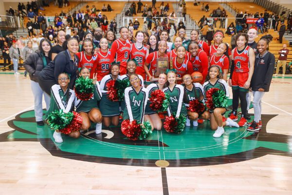 Lawrence Central High School Girl's Basketball team after winning sectional matchup against Lawrence North.