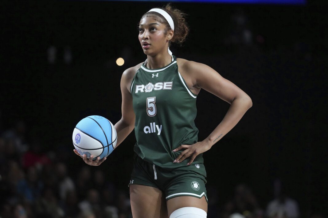 WNBA Chicago Sky forward Angel Reese during an Unrivaled, women's basketball league, game in Miami, Florida.