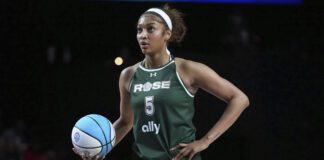 WNBA Chicago Sky forward Angel Reese during an Unrivaled, women's basketball league, game in Miami, Florida.