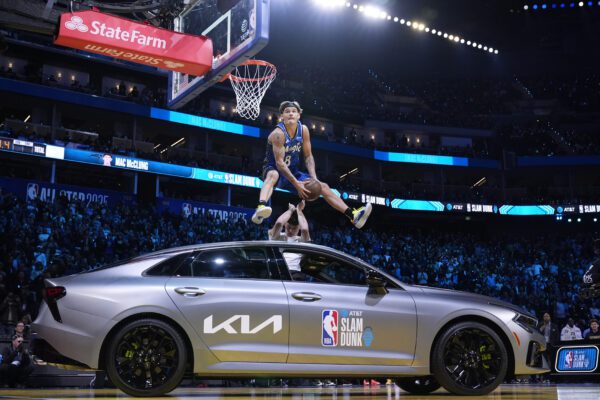 Mac McClung during the Slam Dunk Contest as a lpart of NBA All-Star Saturday Night.