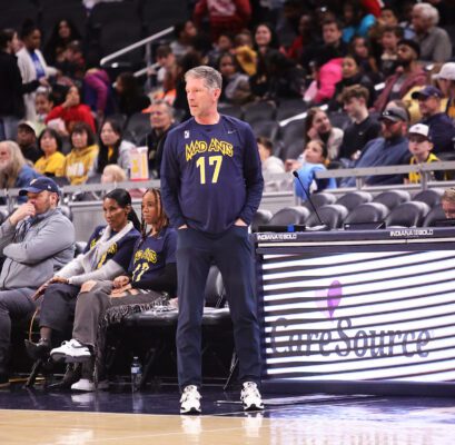 Indiana Mad Ants head coach Tom Hankins during the NBA G Leaguebasketball game against the Windy City Bulls on March 24, 2025. (Photo/David Dixon)