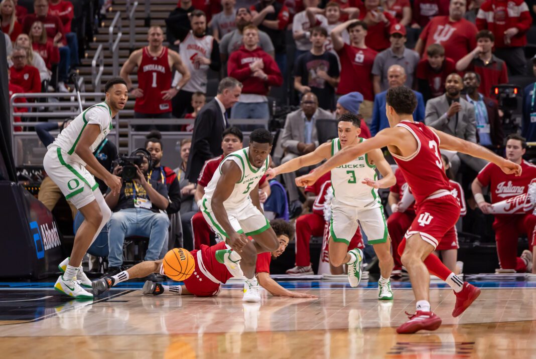 A Scene from the matchup between Indiana University and University of Oregon in the 2025 TIAA Big Ten Men's Basketball Tournament, on March 13, 2025, at Gainbridge Fieldhouse, in downtown Indianapolis, Indiana. (Photo/Walt Thomas)