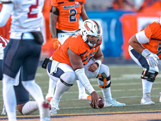 Morgan State University football team during a game. (Photo via Circle City Classic official website)