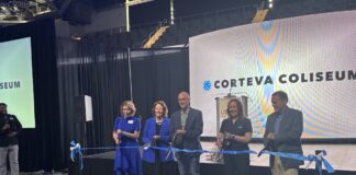 Community members gathered alongside Corteva and the Indiana State Fairgrounds on April 16 for the unveiling of the newly named Corteva Coliseum.