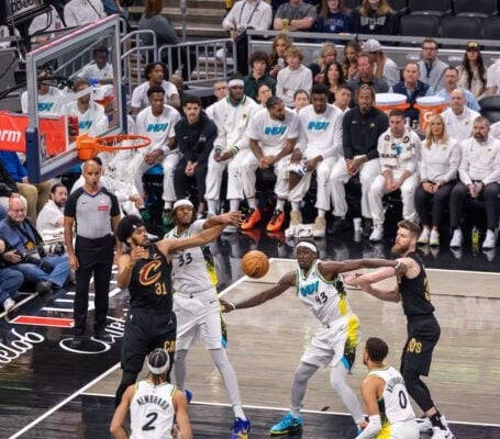 Scenes during the NBA game between the Indiana Pacers and Cleveland Cavaliers on April 10, 2025, at Gainbridge Fieldhouse, in downtown Indianapolis, Indiana. (Photo/Walt Thomas)