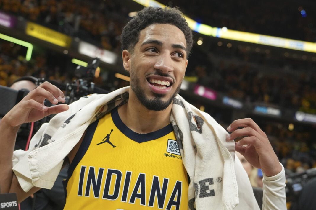 Tyrese Haliburton after the NBA Eastern Conference Finals 2025 Game 4 match against the New York Knicks