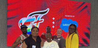 Team Trans Solutions Research and Resource Center at Indiana Fever Pride Night, June 2025. (Photo/Belinda Drake)
