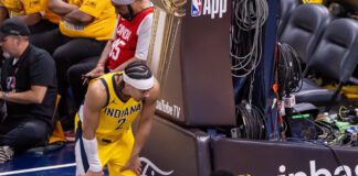 Indiana Pacers Oklahoma City Thunder Game 4 2025 NBA Finals Gainbridge Fieldhouse downtown Indianapolis.