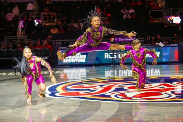 Golden State Valkyries at Indiana Fever WNBA basketball Game at Gainbridge Fieldhouse on July 9, 2025, also known as "WNBA Kids Day," photo taken by David Dixon of the Indianapolis Recorder Newspaper.