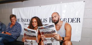 Fans, players, executives and subscribers reading the WNBA All-Star Edition of the Indianapolis Recorder, during The City League basketball exhibition games on Thursday, July 17, 2025 in Indianapolis, Indiana. (Photo/David Dixon)