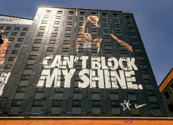 Some of the marketing material seen in downtown Indianapolis, Indiana for the 2025 WNBA All-Star Weekend. (Photo/David Dixon)