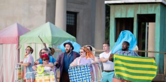 Indianapolis Shakespeare Company’s production of “Comedy of Errors,” with Act A Foo Improv Crew, is onstage at the Taggart Memorial Amphitheatre now through Aug. 2. (Photos/ Torrie Hudson)