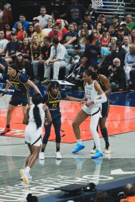 Las Vegas Aces at Indiana Fever WNBA basketball game in Indianapolis, Indiana in July of 2025, shot by Mia Moore of She Shoots 317.