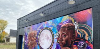 The mural on the side of Cleo’s Bodega was designed by Hoosier muralist Tasha Beckwith (Photo provided/Tasha Beckwith)