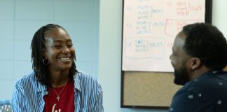 WNBA legend Tamika Catchings sits down with Senior Sports Reporter Noral Parham on July 17, 2025, at Riverside Park, in Indianapolis, Indiana. (Photo/Mia Moore)