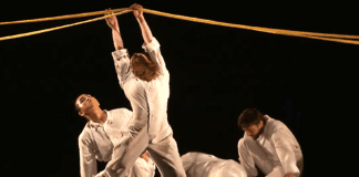 Dancers perform Blueprint of a Point Ascending by choreographer Abby Marchesseault during the 2025 New Works Premiere Performances on May 31 at the Tarkington. (Photo/Allied Solutions Center screenshot)