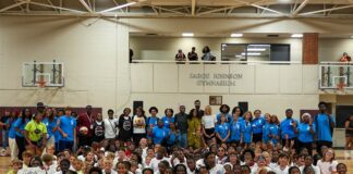 The youth at Riverside Park during the unveiling of the new court at Riverside Park in Indianapolis, Indiana on July 16, 2025. (Photo/Indiana Fever)
