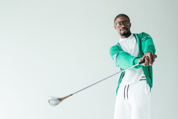Black male golfer, golf