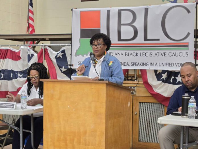 State Rep. Cherrish Pryor (D-Indianapolis) speaks at an Indiana Black Legislative Caucus town hall in South Bend on Sept. 13. - Michael Gallenberger / WVPE