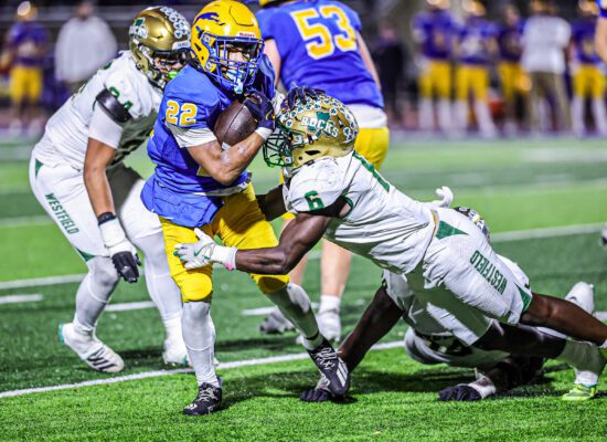 IHSAA Boy's High School Football Westfield High School Carmel High School Class 6A Sectionals Championship in November 2025 in Indiana.