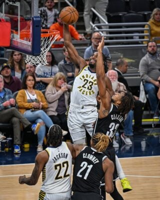 Brooklyn Nets at Indiana Pacers NBA basketball game at Gainbridge Fieldhouse in downtown Indianapolis, Indiana on November 2025.