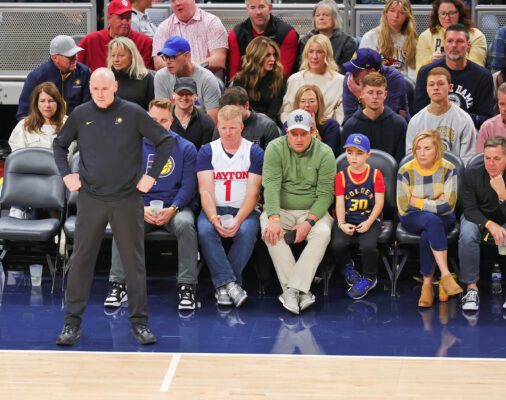 Golden State Warriors versus Indiana Pacers, 2025-26 NBA regular season, Gainbridge Fieldhouse, downtown Indianapolis, Indiana in November.
