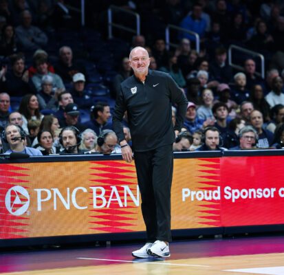 Butler University versus Indiana University-Indianapolis (IU Indy) NCAA men's basketball game at Hinkle Fieldhouse on November 8, 2025 in Indianapolis.