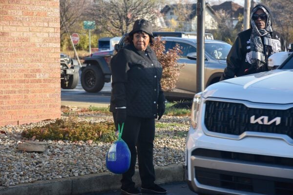 Holy Angels Catholic Church and School in Indianapolis, Indiana giving out holiday meals and turkeys to the community for 2025 Thanksgiving.