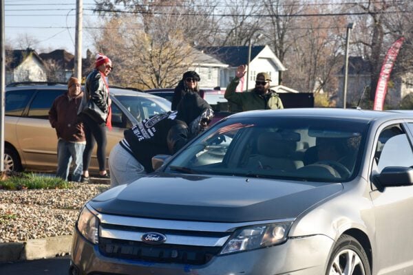 Holy Angels Catholic Church and School in Indianapolis, Indiana giving out holiday meals and turkeys to the community for 2025 Thanksgiving.