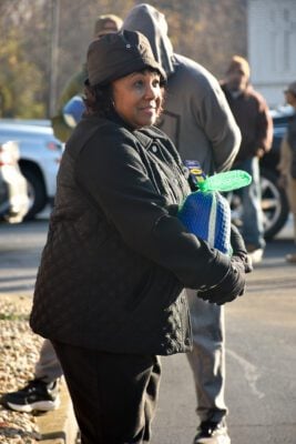 Holy Angels Catholic Church and School in Indianapolis, Indiana giving out holiday meals and turkeys to the community for 2025 Thanksgiving.