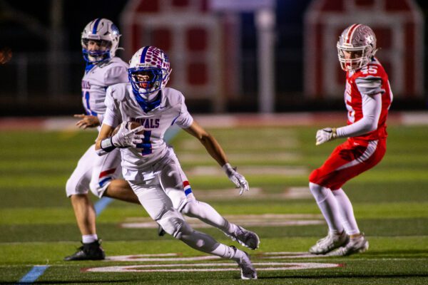 Hamilton Southeastern (HSE) High School versus Fishers High School boys' football IHSAA sectionals finals in November of 2025.