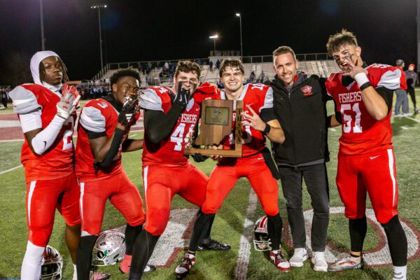 Hamilton Southeastern (HSE) High School versus Fishers High School boys' football IHSAA sectionals finals in November of 2025.