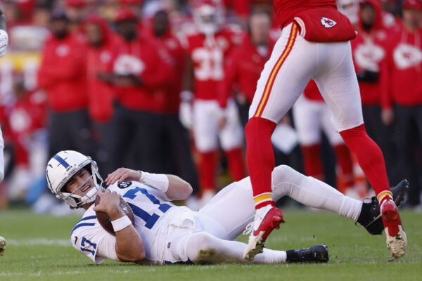 Indianapolis Colts at Kansas City Chiefs NFL football game in Missouri in November of 2025.