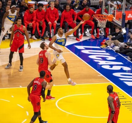Toronto Raptors at Indiana Pacers NBA basketball Game, November of 2025, in Indianapolis, Indiana. Photo taken by Walt Thomas of the Indianapolis Recorder Newspaper.
