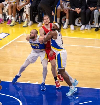 Toronto Raptors at Indiana Pacers NBA basketball Game, November of 2025, in Indianapolis, Indiana. Photo taken by Walt Thomas of the Indianapolis Recorder Newspaper.