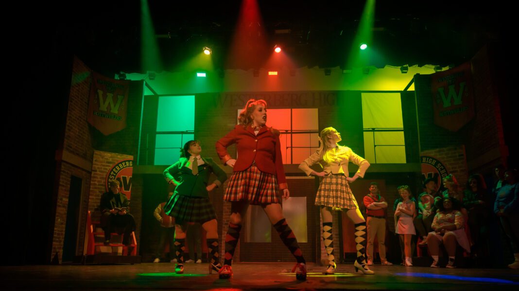 Courtney Krauter as Heather Duke, Kennedy Wilson as Heather Chandler and Drew Bryson as Heather McNamara in Footlite Musical's production of "Heathers." (Photo/Stage Right Photography)