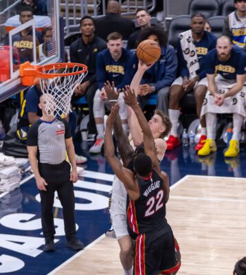 Miami Heat at Indiana Pacers NBA Basketball game in Indianapolis, Indiana.