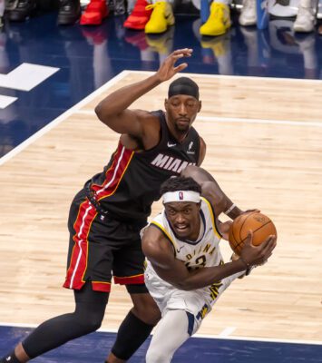 Miami Heat at Indiana Pacers NBA Basketball game in Indianapolis, Indiana.
