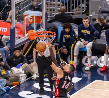 Miami Heat at Indiana Pacers NBA Basketball game in Indianapolis, Indiana.