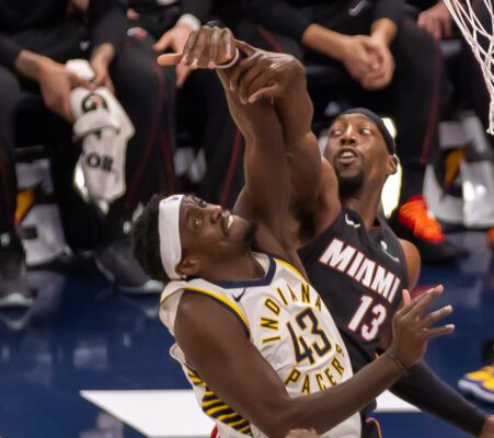Miami Heat at Indiana Pacers NBA Basketball game in Indianapolis, Indiana.