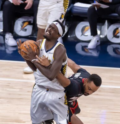 Miami Heat at Indiana Pacers NBA Basketball game in Indianapolis, Indiana.