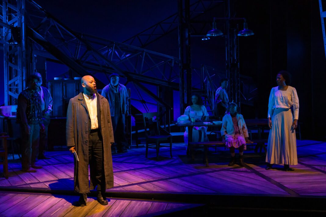 Harold Loomis (Shane Taylor) and the cast of "Joe Turner's Come and Gone," onstage at the Indiana Repertory Theatre Jan. 27-Feb. 22. (Photo/Zach Rosing)