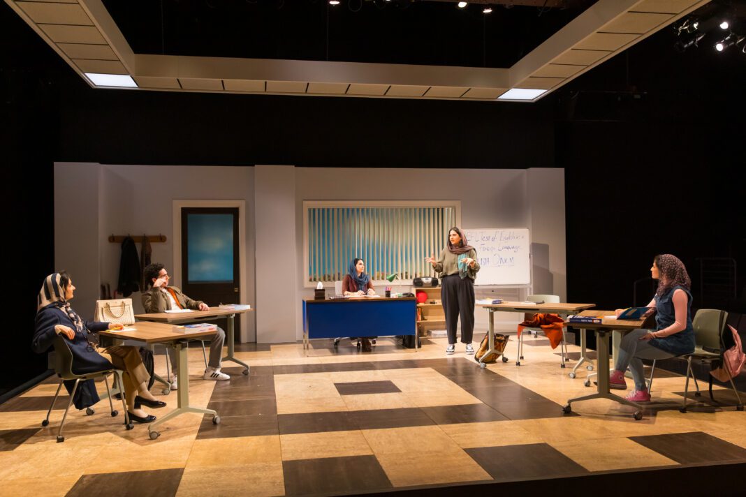 IRT_English_PA_-28 The cast of the "English" onstage at the Indiana Repertory Theatre March 10-April 4. (Photo/Zach Rosing)