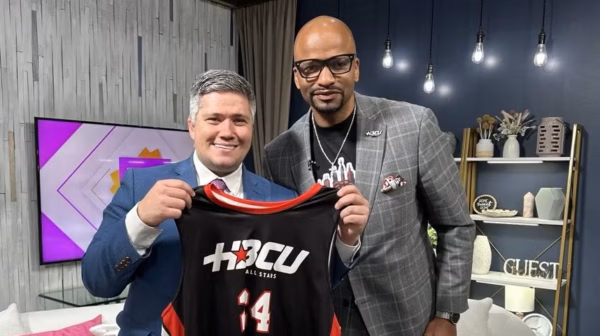 Travis L. Williams of HBCU All-Stars on the set at WISH-TV in Indianapolis in February of 2026.