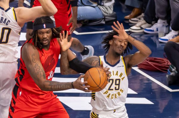Portland Trailblazers at Indiana Pacers NBA basketball game in Indianapolis, Indiana in March of 2025.