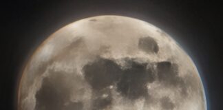 The Moon at approximately 96.7 percent fullness, a "Waxing Gibbous" Moon, on April 29, 2026, in Indianapolis, Indiana. (Photo/Noral Parham III) Photo taken with the Google Pixel 10 XL Pro at 92x Zoom.