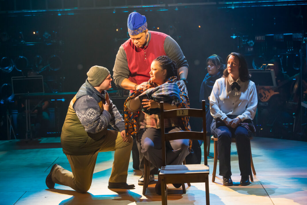 "Come From Away," a musical about the passengers stranded in Newfoundland, Canada, following the events of 9/11, is on stage at the Indiana Repertory Theatre April 7-May 10. (Photo/Zach Rosing)