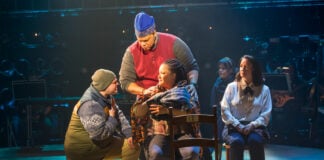 "Come From Away," a musical about the passengers stranded in Newfoundland, Canada, following the events of 9/11, is on stage at the Indiana Repertory Theatre April 7-May 10. (Photo/Zach Rosing)