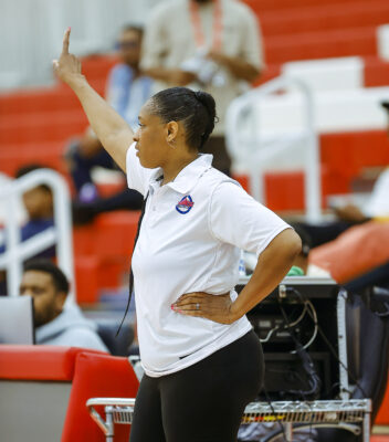 head coach and former WNBA player Jannon Lampley during the 2026 Prep Ball Stars Midwest Challenge in Indianapolis, Indiana. (photo/David Dixon)