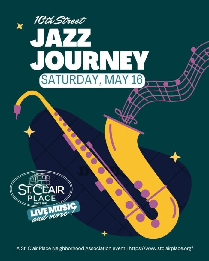 10th Street Jazz Journey returns on May 16. (Graphic provided/St. Clair Place Neighborhood Association via Facebook)